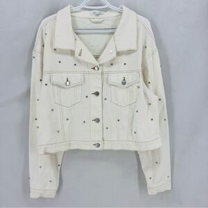 Cloud ten women’s medium white denim jacket with rhinestone details western